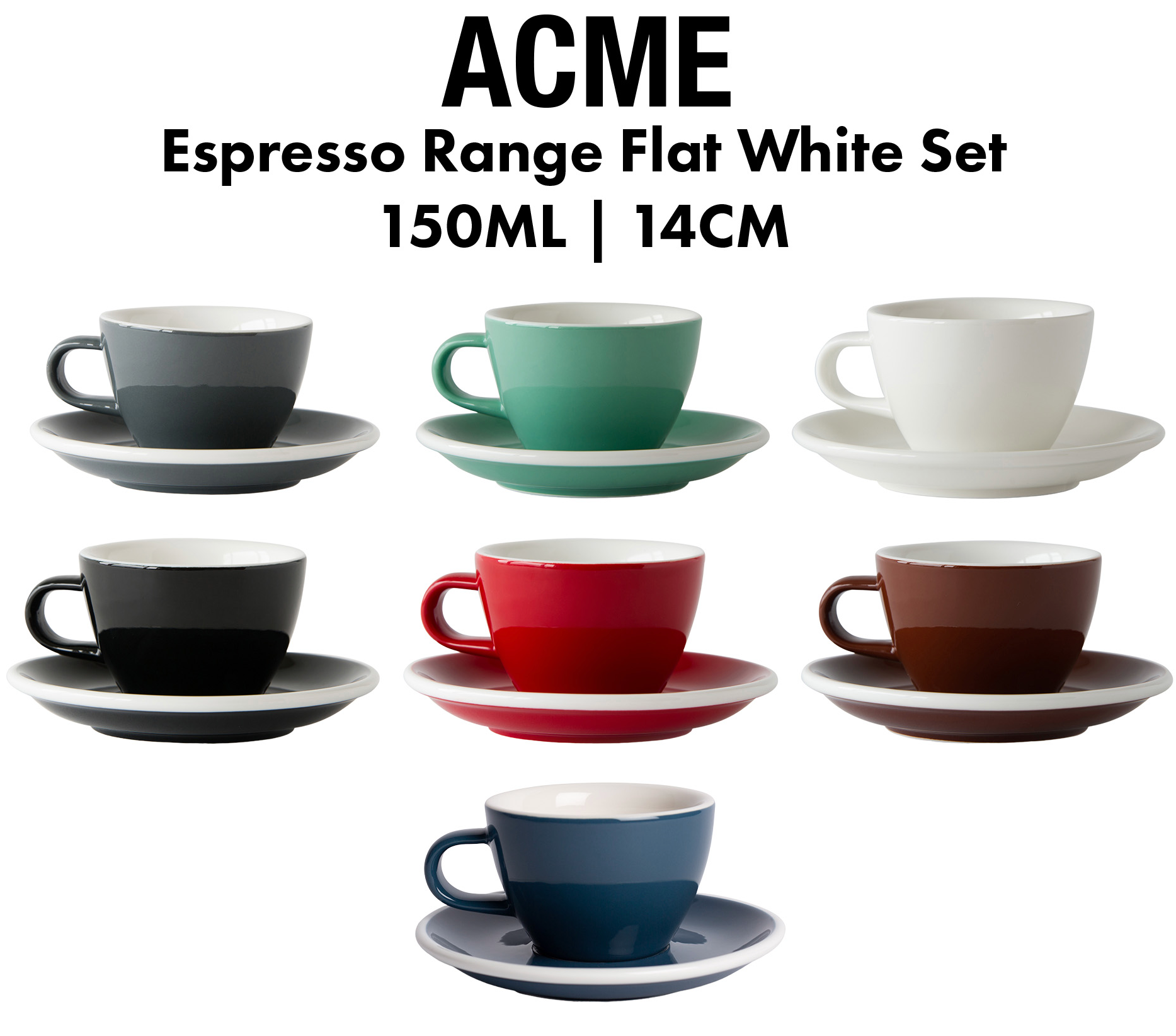 ACME Espresso Range Flat White Cup 150ml and Saucer 14cm Set